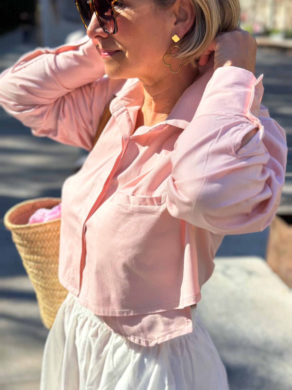 Stylische Cropped Bluse "VERA" in Rosé