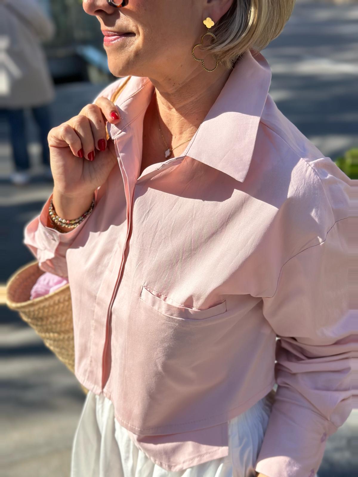 Stylische Cropped Bluse "VERA" in Rosé