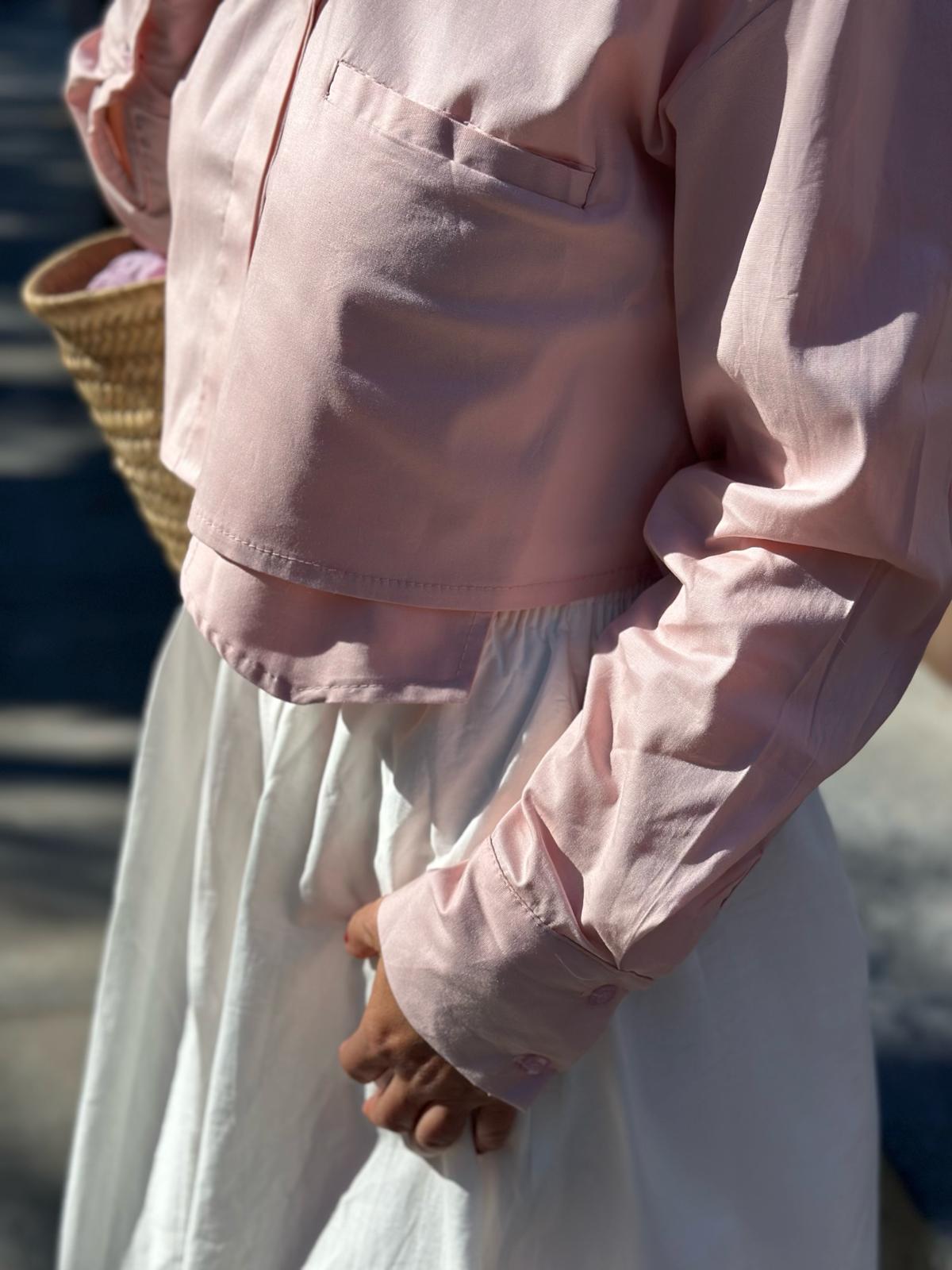 Stylische Cropped Bluse "VERA" in Rosé