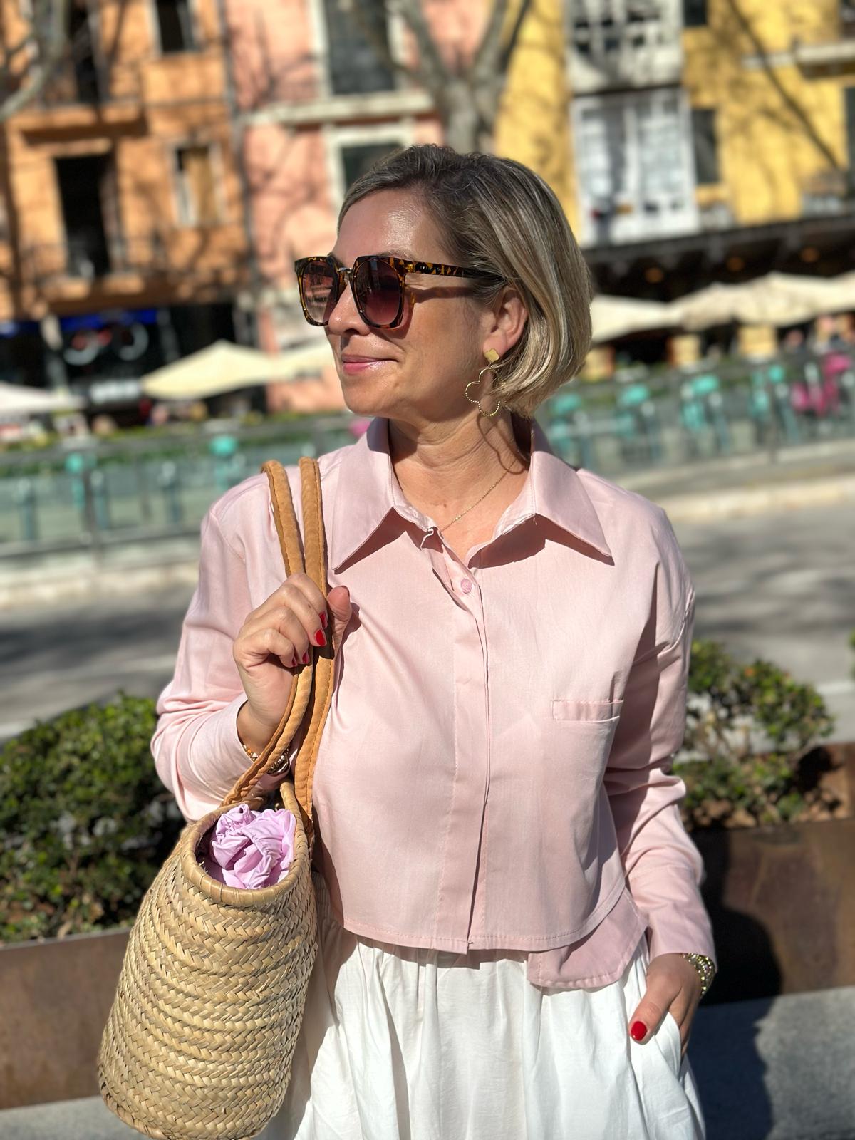 Stylische Cropped Bluse "VERA" in Rosé