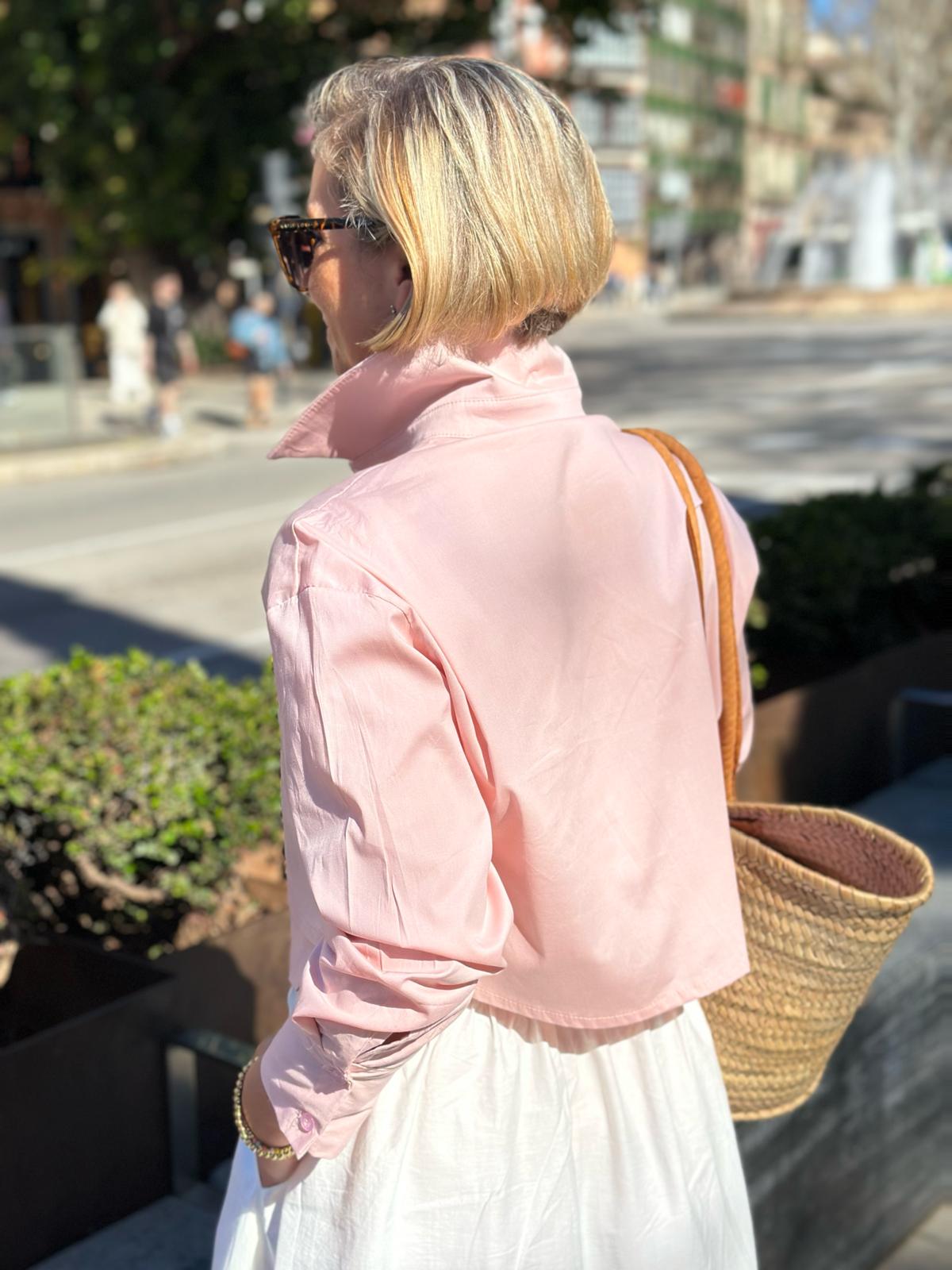 Stylische Cropped Bluse "VERA" in Rosé