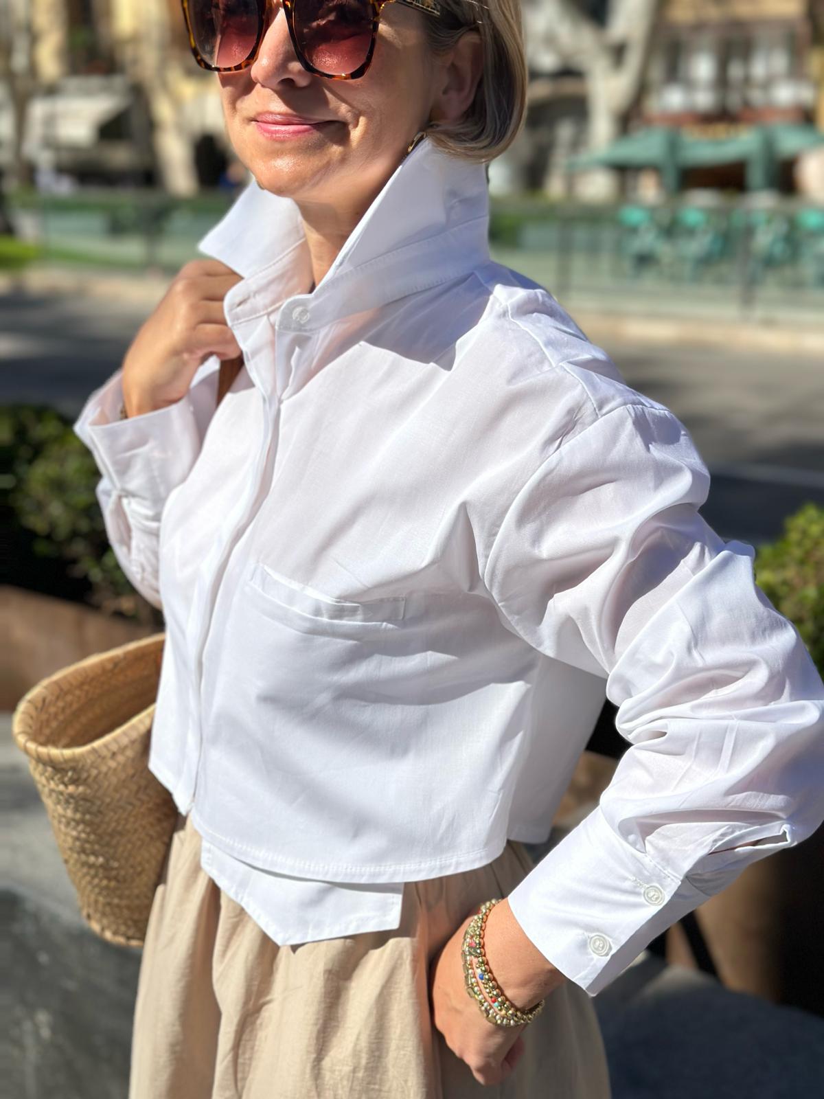 Stylische Cropped Bluse "VERA" in Weiß