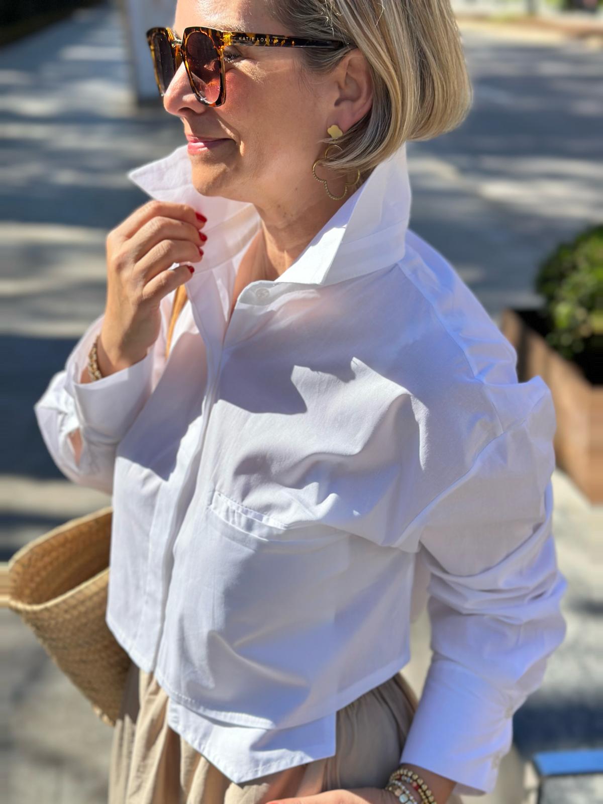 Stylische Cropped Bluse "VERA" in Weiß