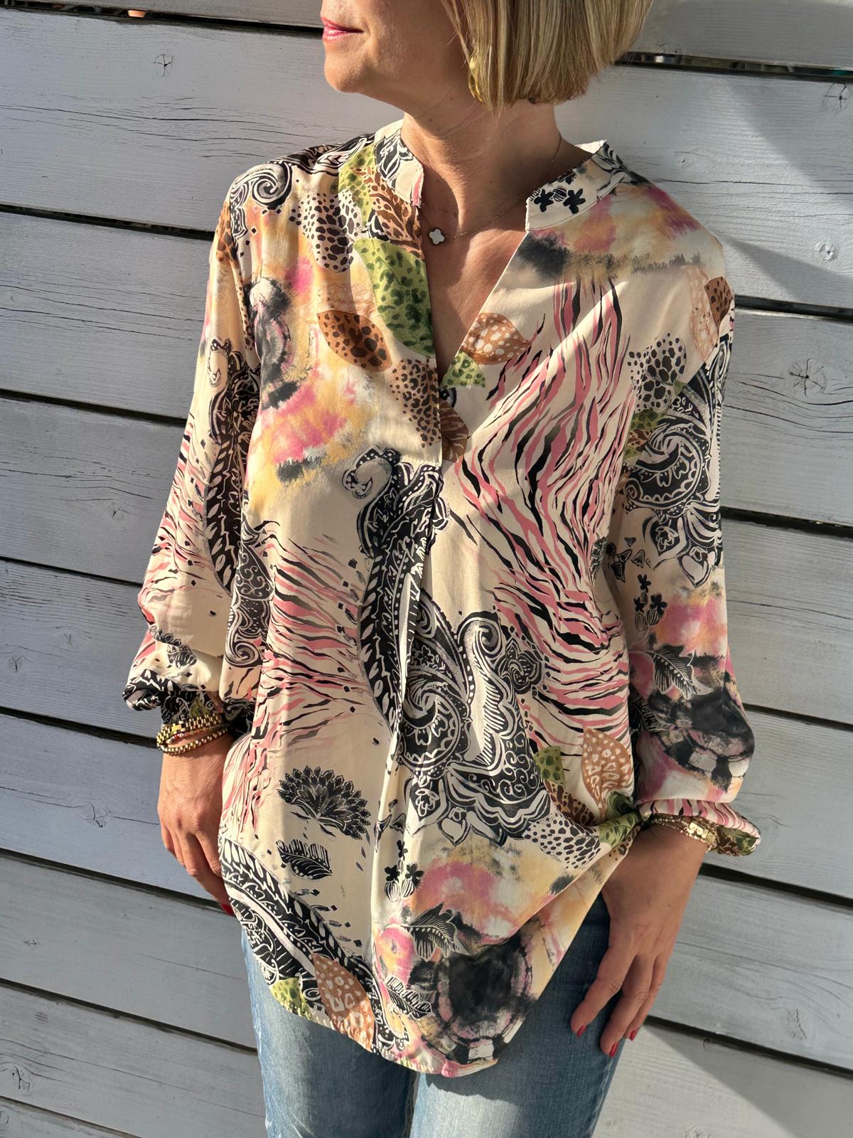 Onesize Sommerbluse "HERMOSA" in Cremé/Altrosé