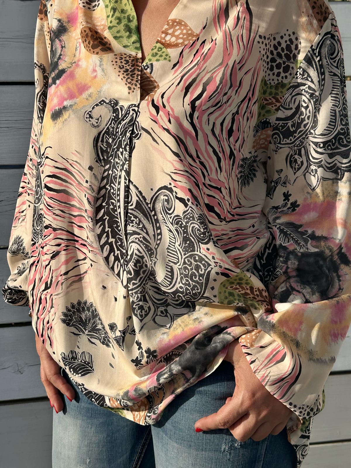 Onesize Sommerbluse "HERMOSA" in Cremé/Altrosé