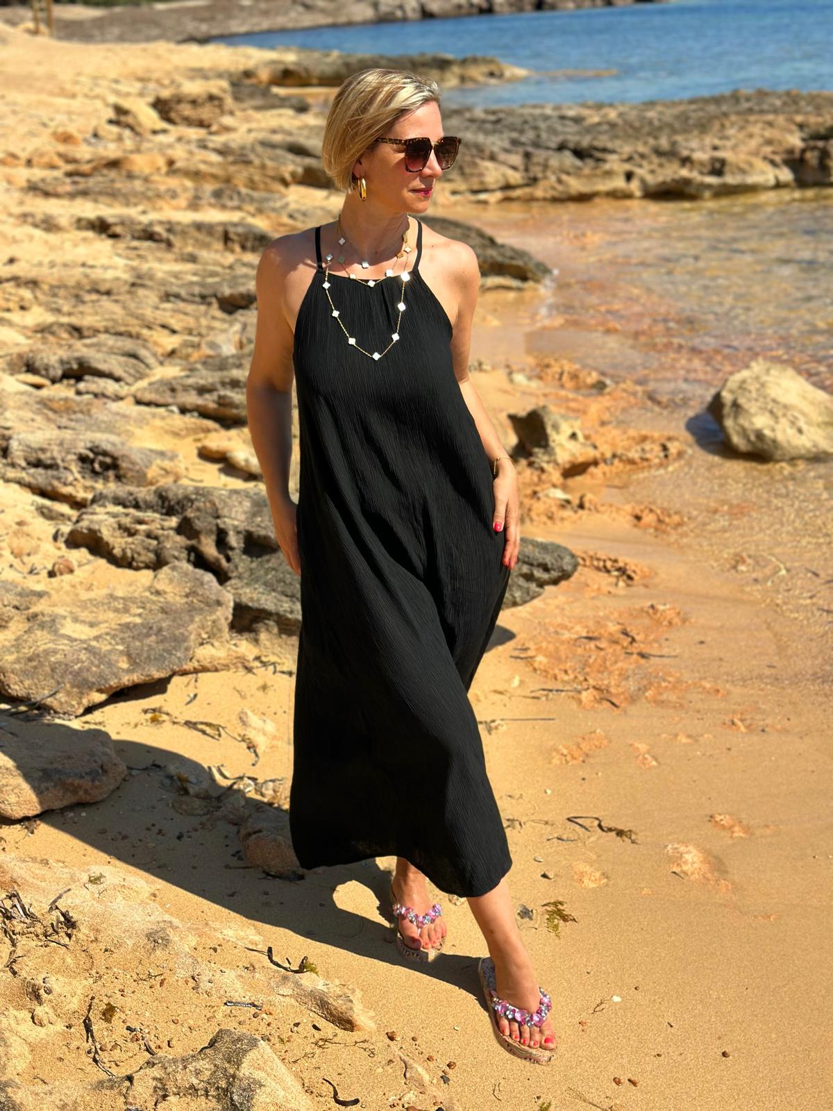 Süßes Onesize Trägerkleid "Camilla" in Schwarz