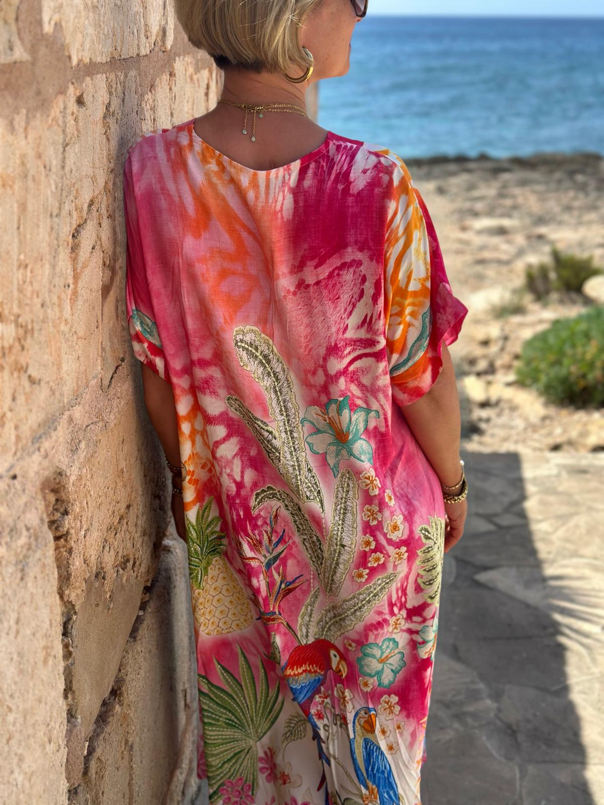 Stylisches Onesize Kleid "SOPHIA" in PINK/FLOWERS