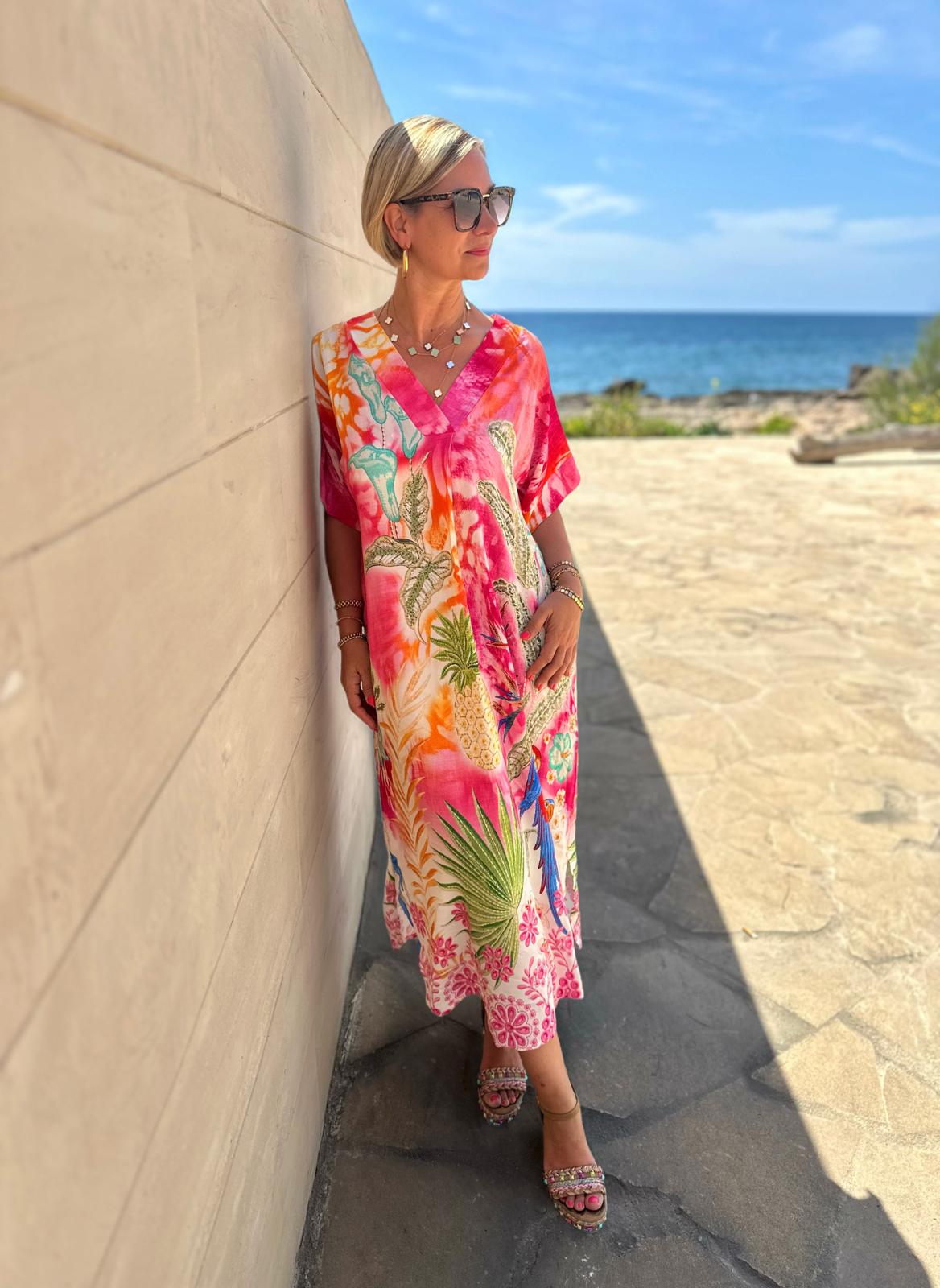 Stylisches Onesize Kleid "SOPHIA" in PINK/FLOWERS