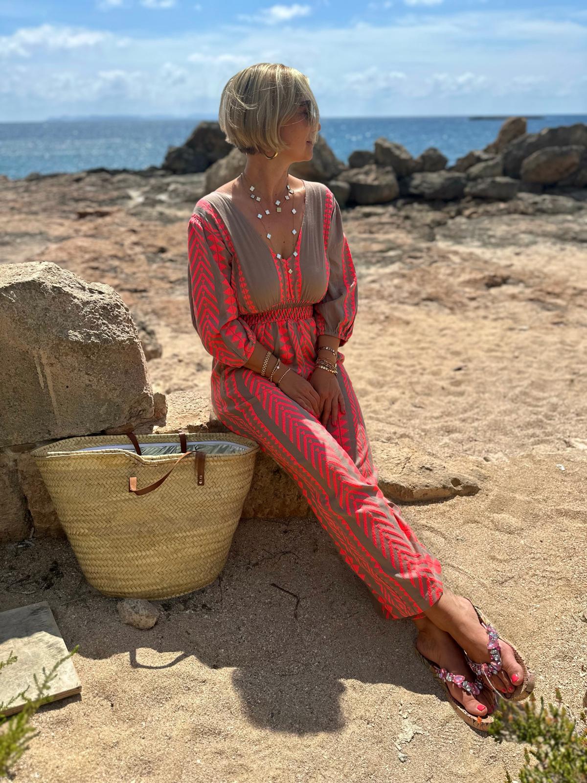 Stylischer Sommer-Jumpsuit "CATO" in Taupé/Pink