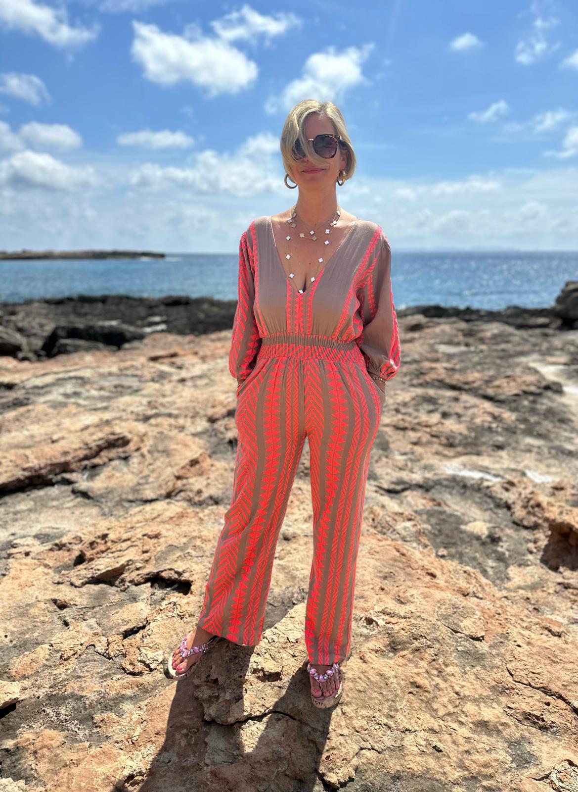 Stylischer Sommer-Jumpsuit "CATO" in Taupé/Pink