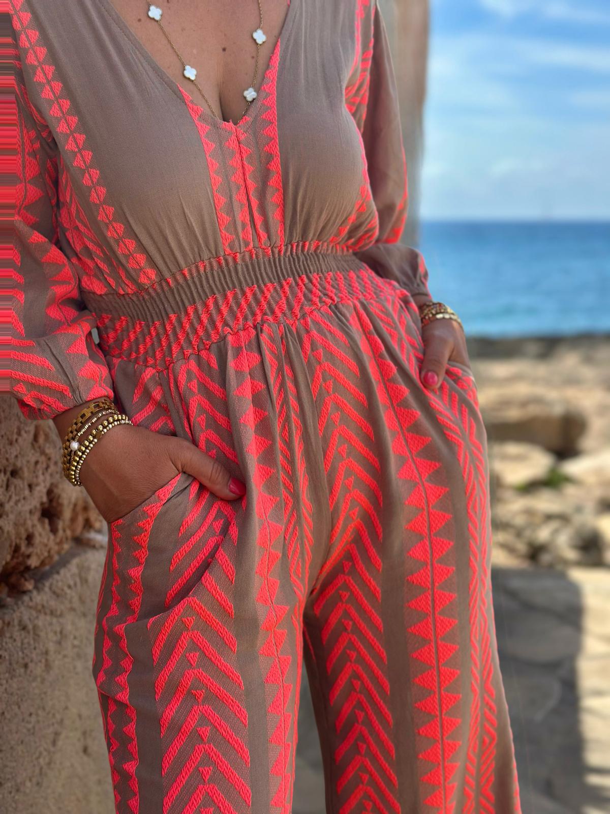 Stylischer Sommer-Jumpsuit "CATO" in Taupé/Pink