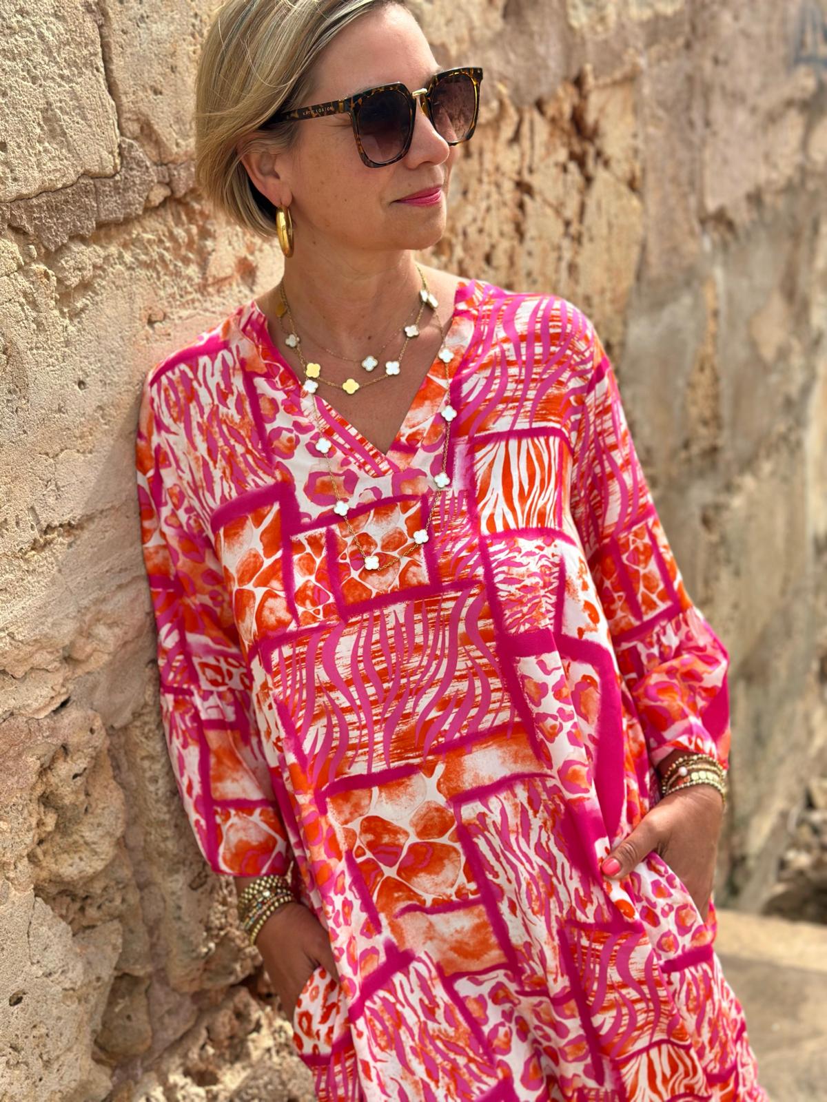 LOVELY LEO Kleid in PINK/ORANGE