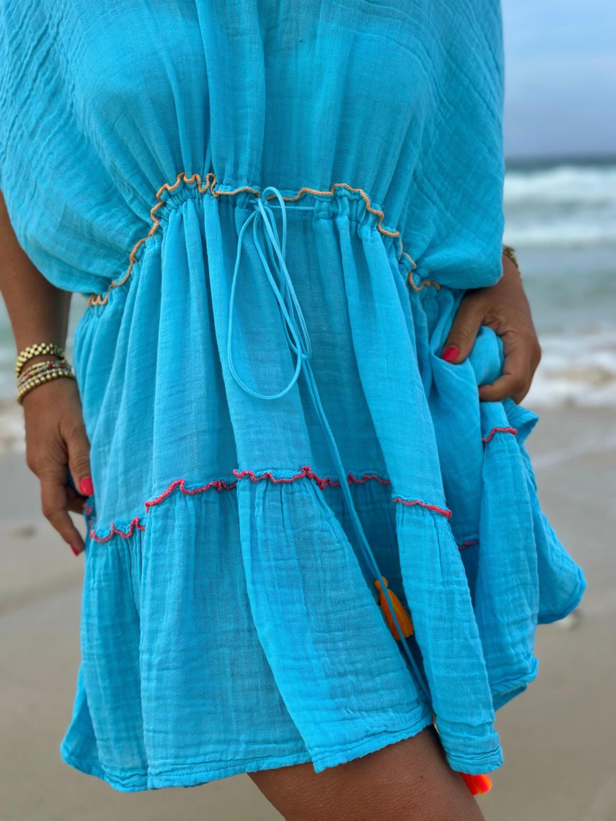Stylische Strandtunika "PEACE" in TÜRKIS