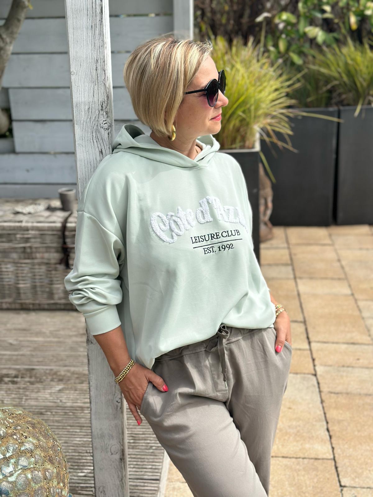 Leichter Sommer-Hoodie Cote d´Azur in MATCHA Grün