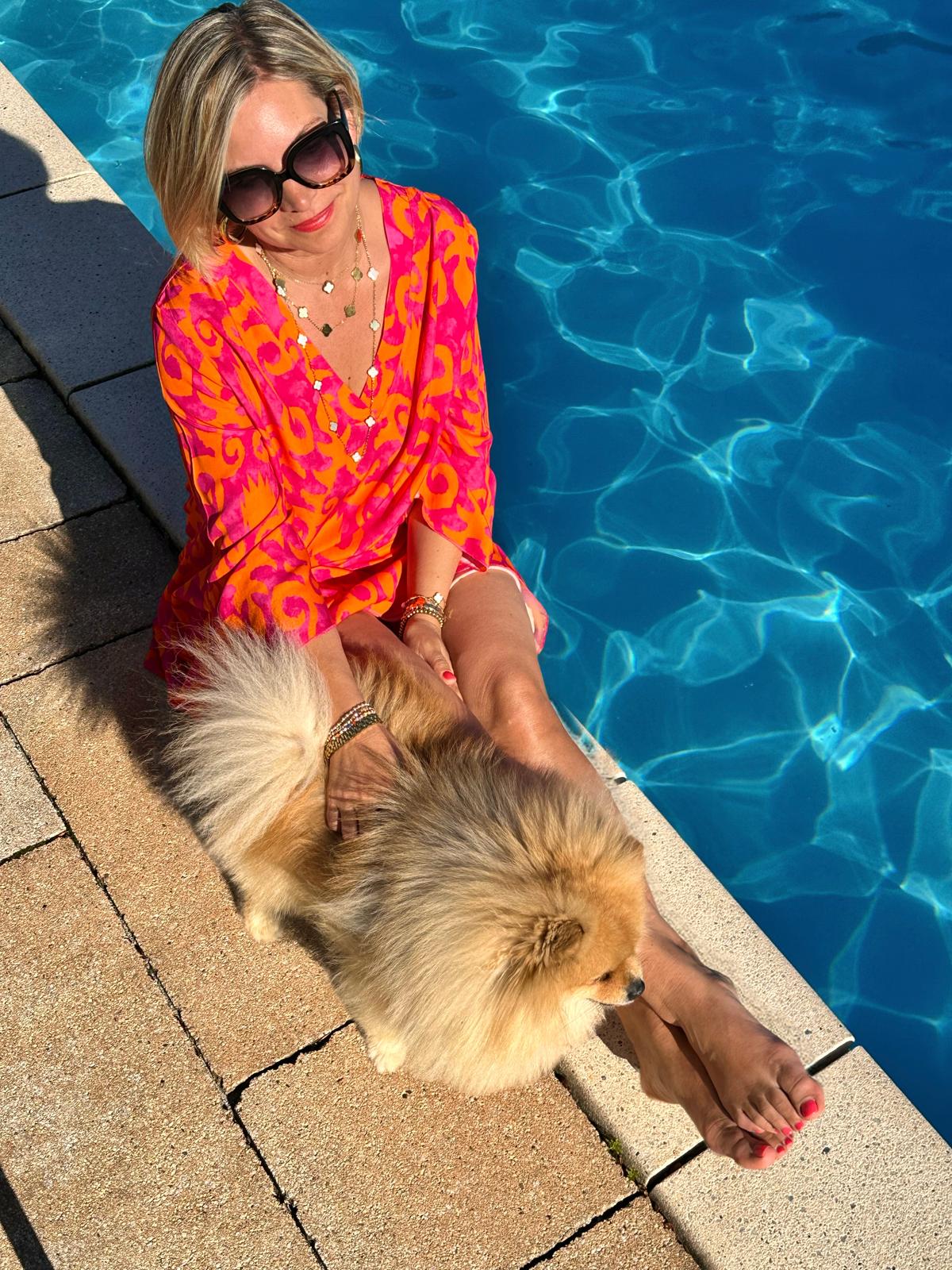 Sommerliches Tunika-Kleid "ESTEFANIA" in SUNSET ORANGE