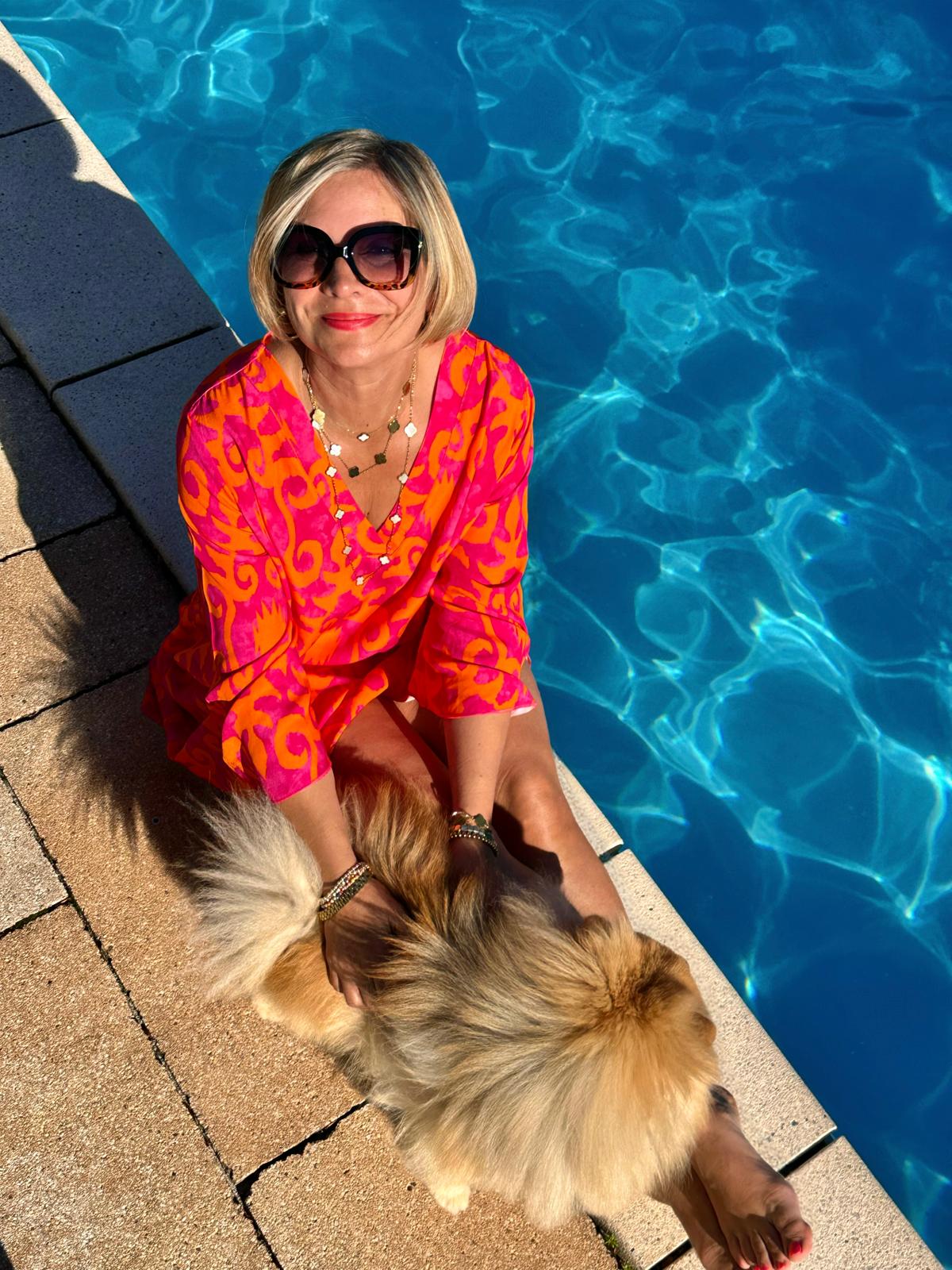 Sommerliches Tunika-Kleid "ESTEFANIA" in SUNSET ORANGE