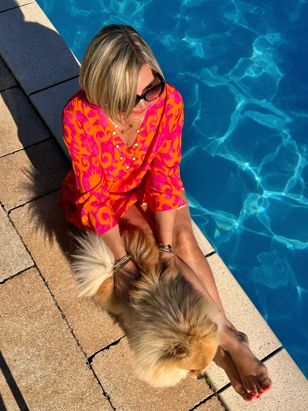 Sommerliches Tunika-Kleid "ESTEFANIA" in SUNSET ORANGE