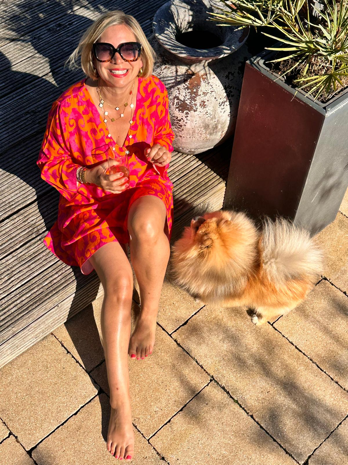 Sommerliches Tunika-Kleid "ESTEFANIA" in SUNSET ORANGE
