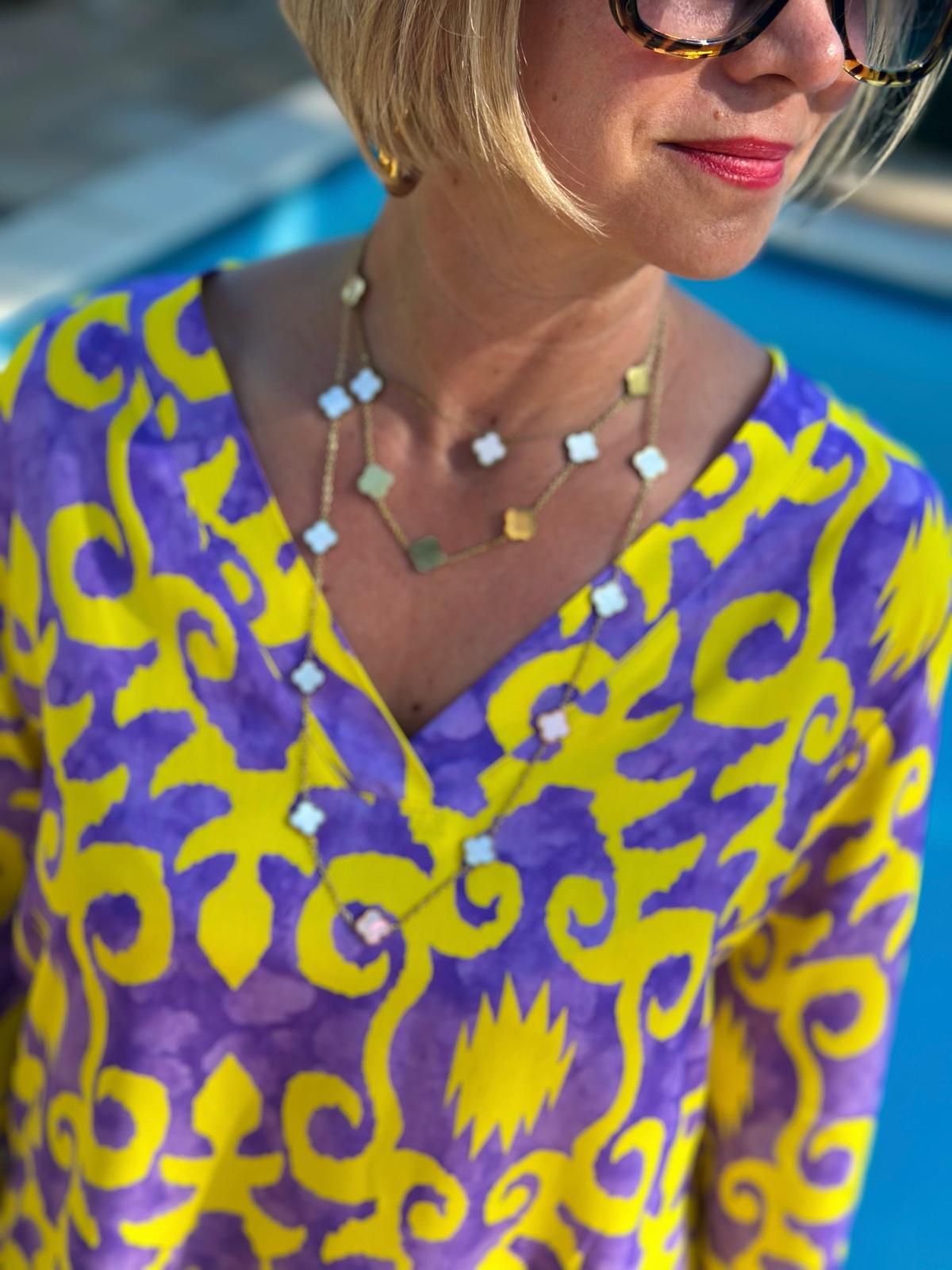 Sommerliches Tunika-Kleid "ESTEFANIA" in LILA GELB
