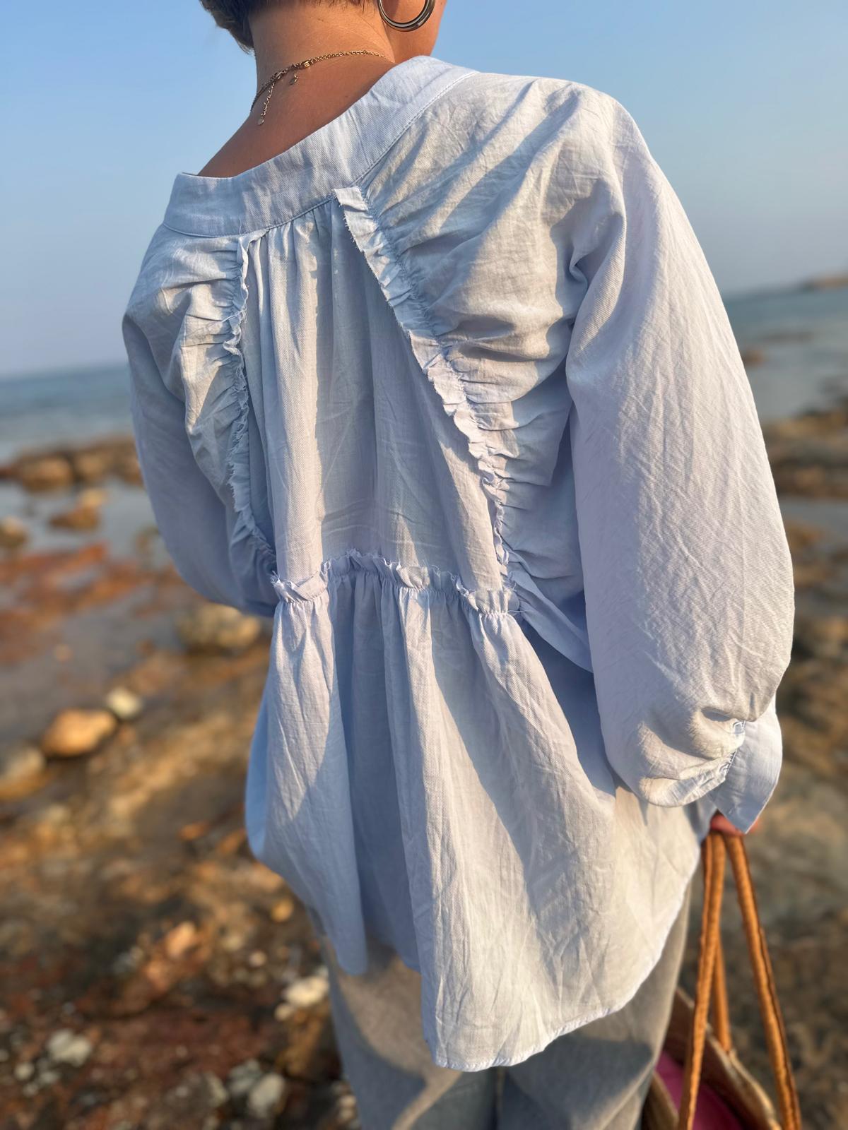 Zuckersüße Sommer-Pufferbluse in Hellblau