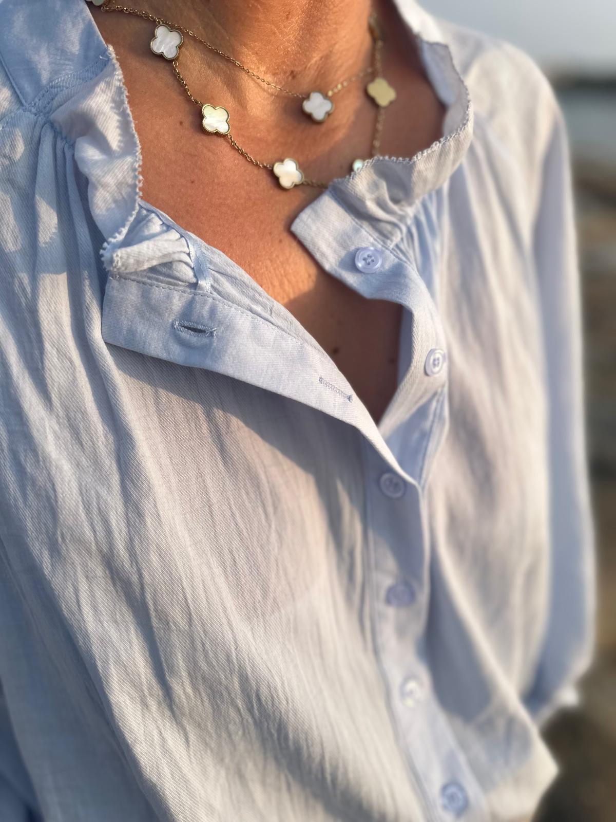 Zuckersüße Sommer-Pufferbluse in Hellblau