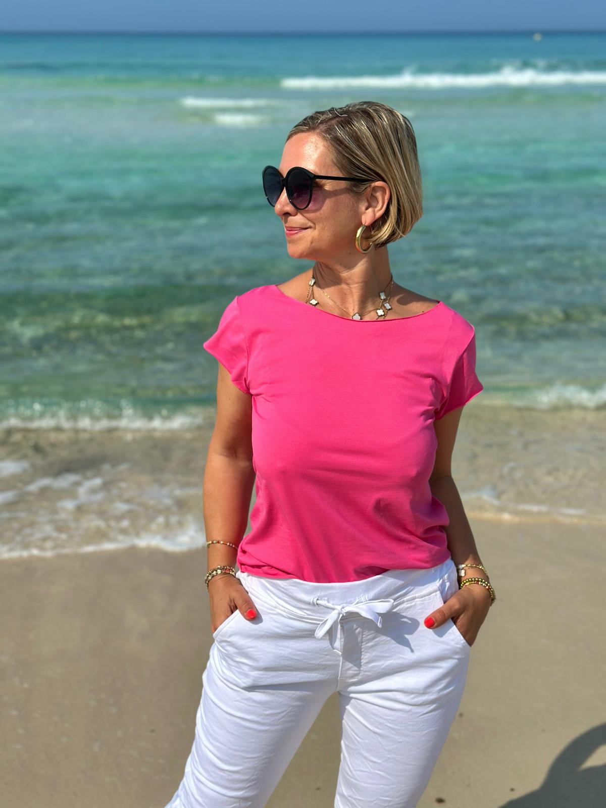 Schmales Onesize Basicshirt in PINK