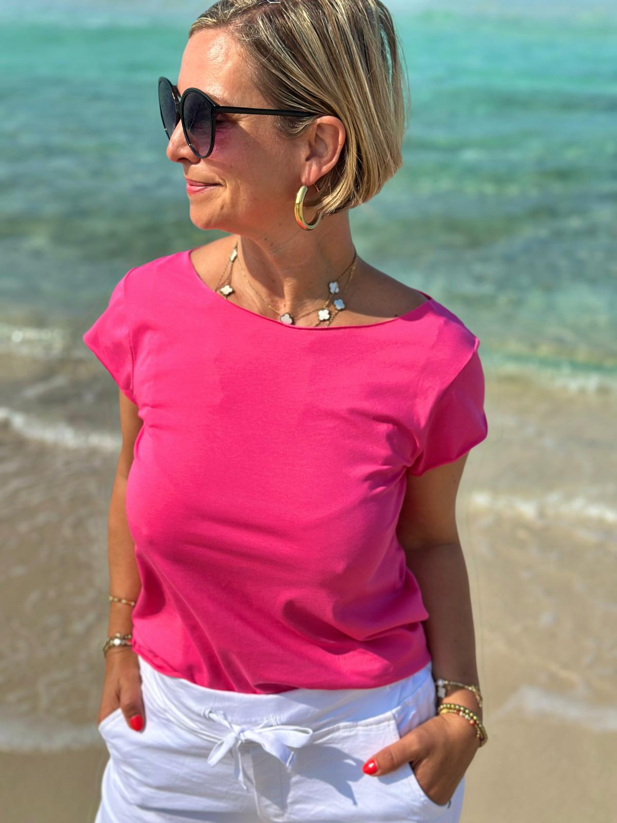 Schmales Onesize Basicshirt in PINK