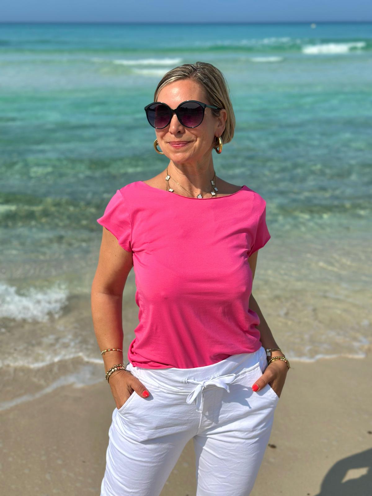 Schmales Onesize Basicshirt in PINK