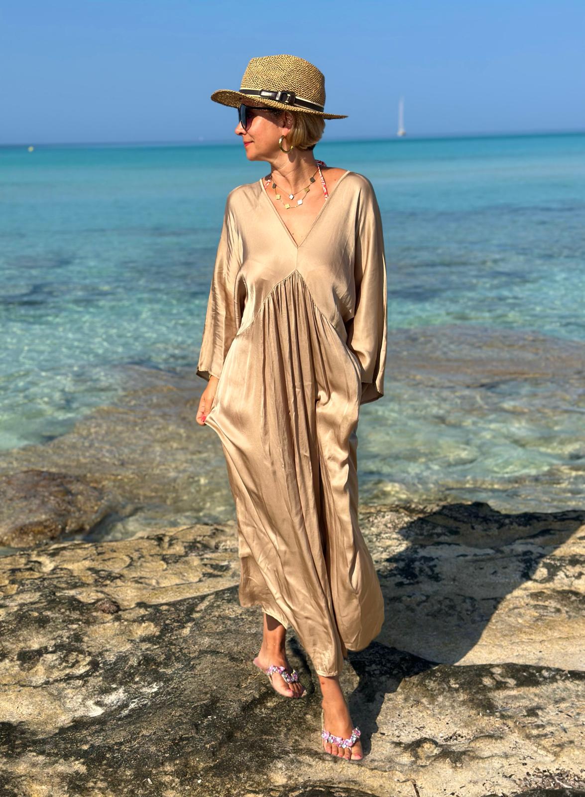 Stylisches Sommerkleid "VICTORIA" in Shiny Gold