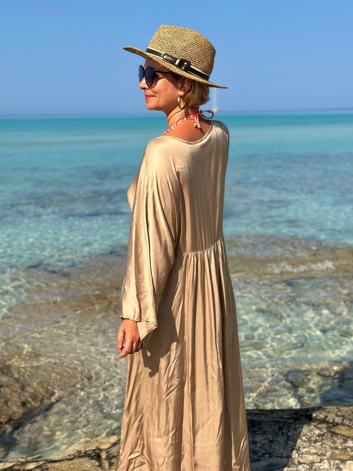 Stylisches Sommerkleid "VICTORIA" in Shiny Gold