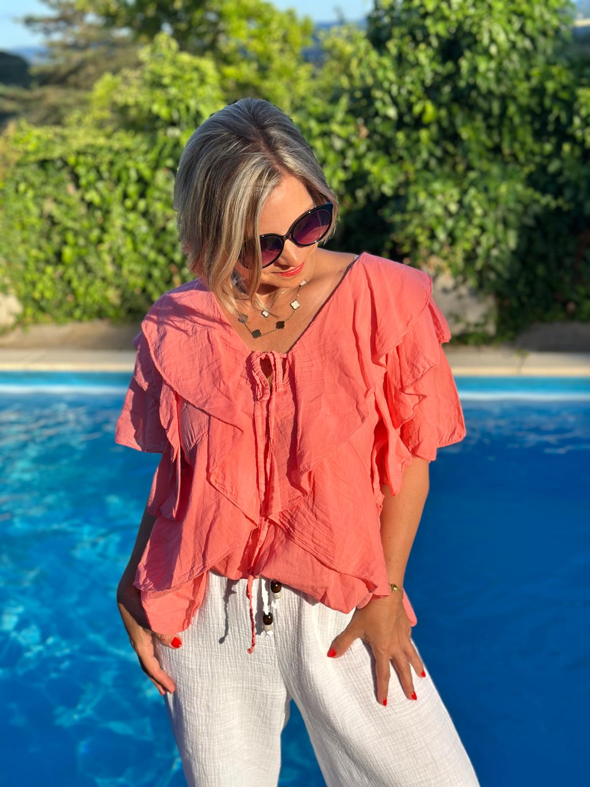Leichte Sommerbluse "STELLA" in Corall