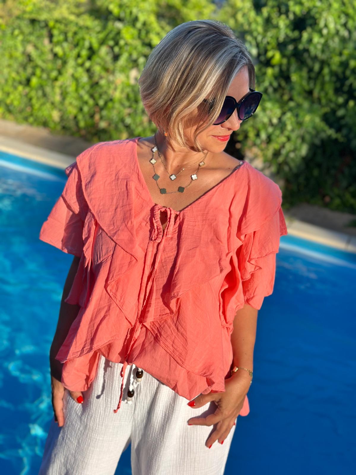 Leichte Sommerbluse "STELLA" in Corall