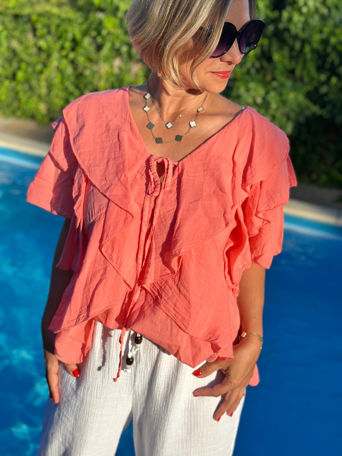 Leichte Sommerbluse "STELLA" in Corall