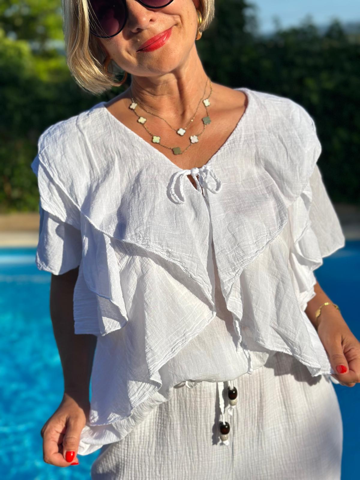 Leichte Sommerbluse "STELLA" in Weiss