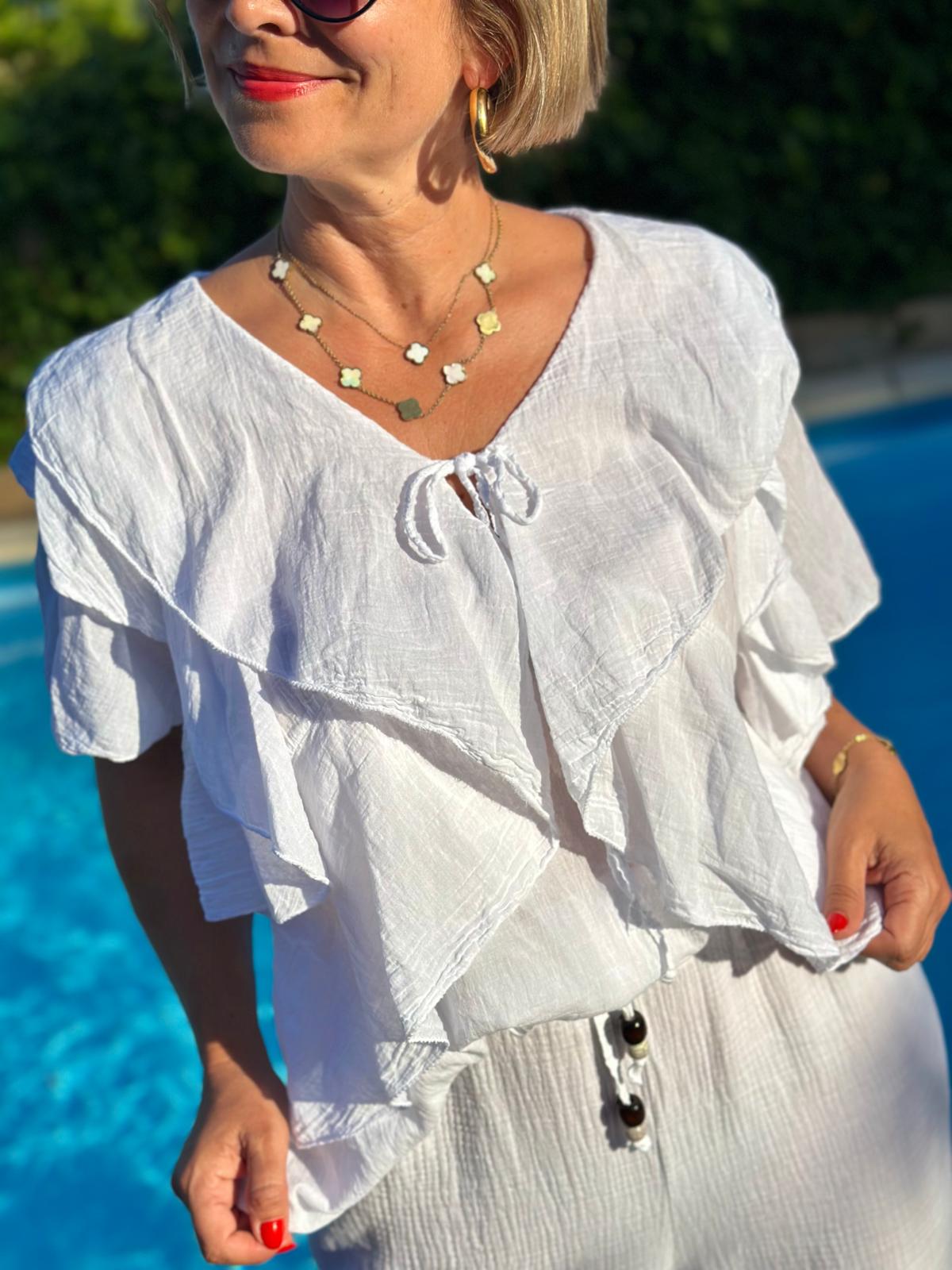 Leichte Sommerbluse "STELLA" in Weiss