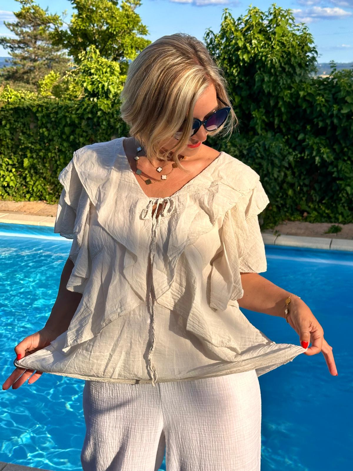 Leichte Sommerbluse "STELLA" in Cremé