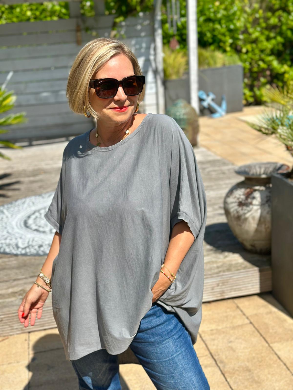 Zuckersüßes LONGSHIRT in Steingrau