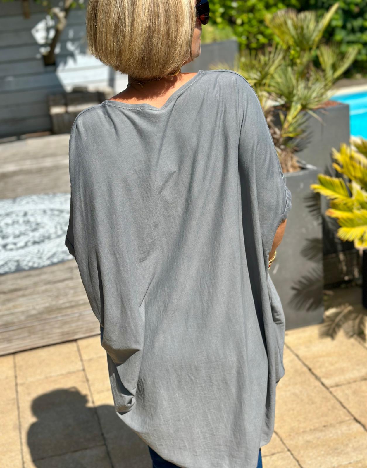 Zuckersüßes LONGSHIRT in Steingrau