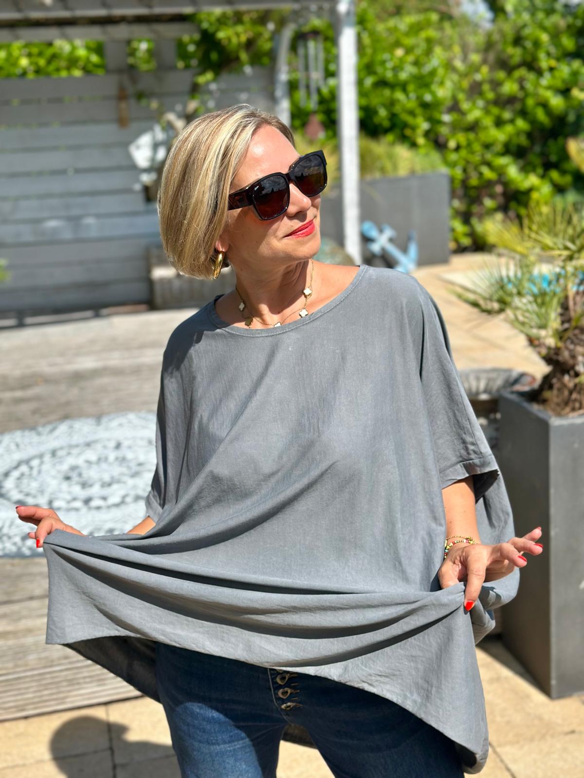 Zuckersüßes LONGSHIRT in Steingrau