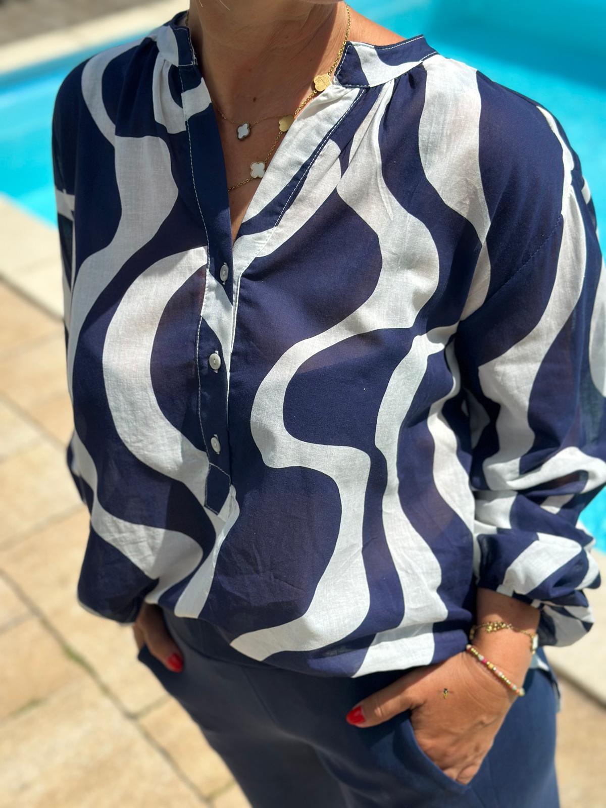 Zuckersüße Bluse "BLUE WAVES"