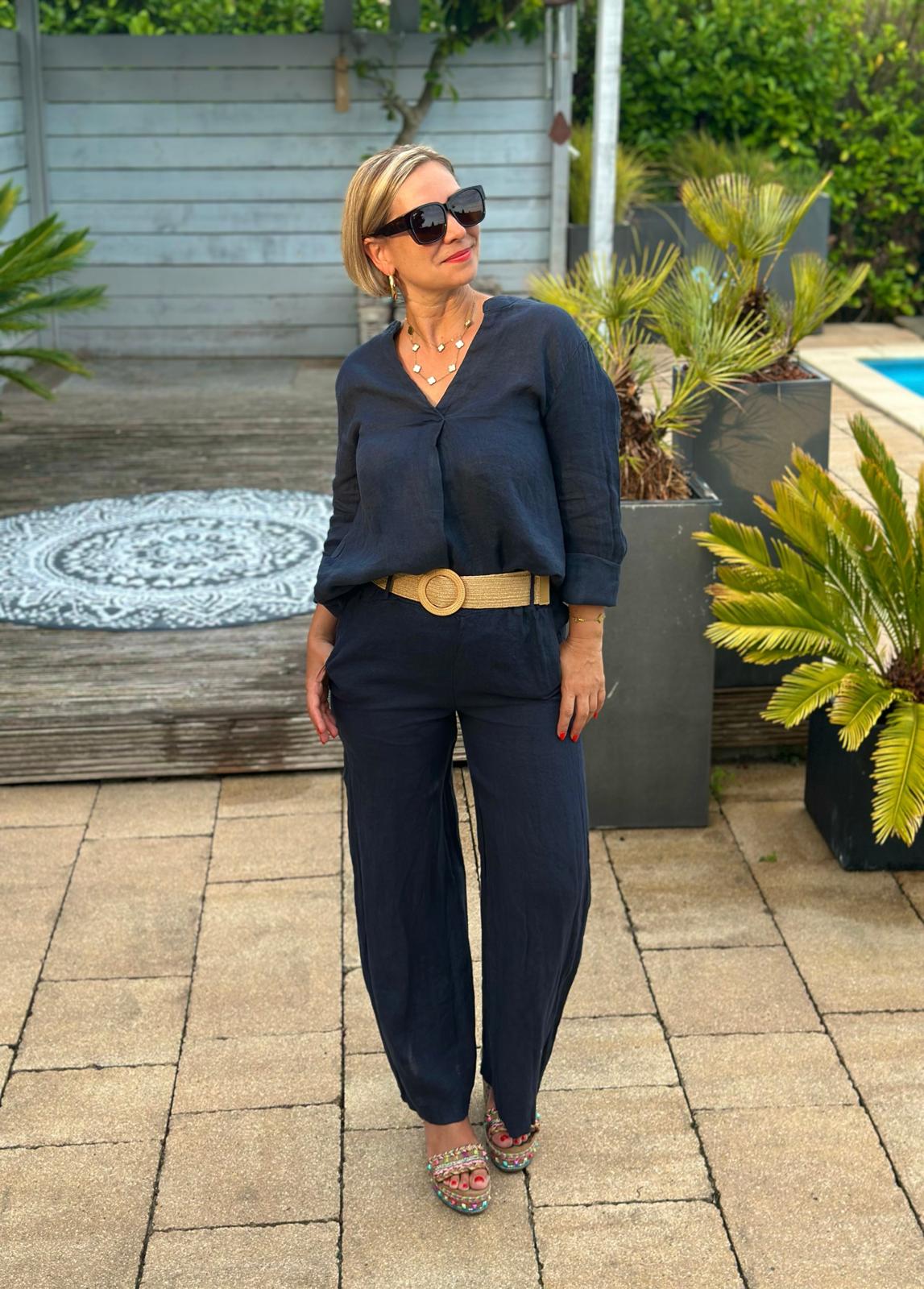 Hose für Leinenkombi in DARK NAVY