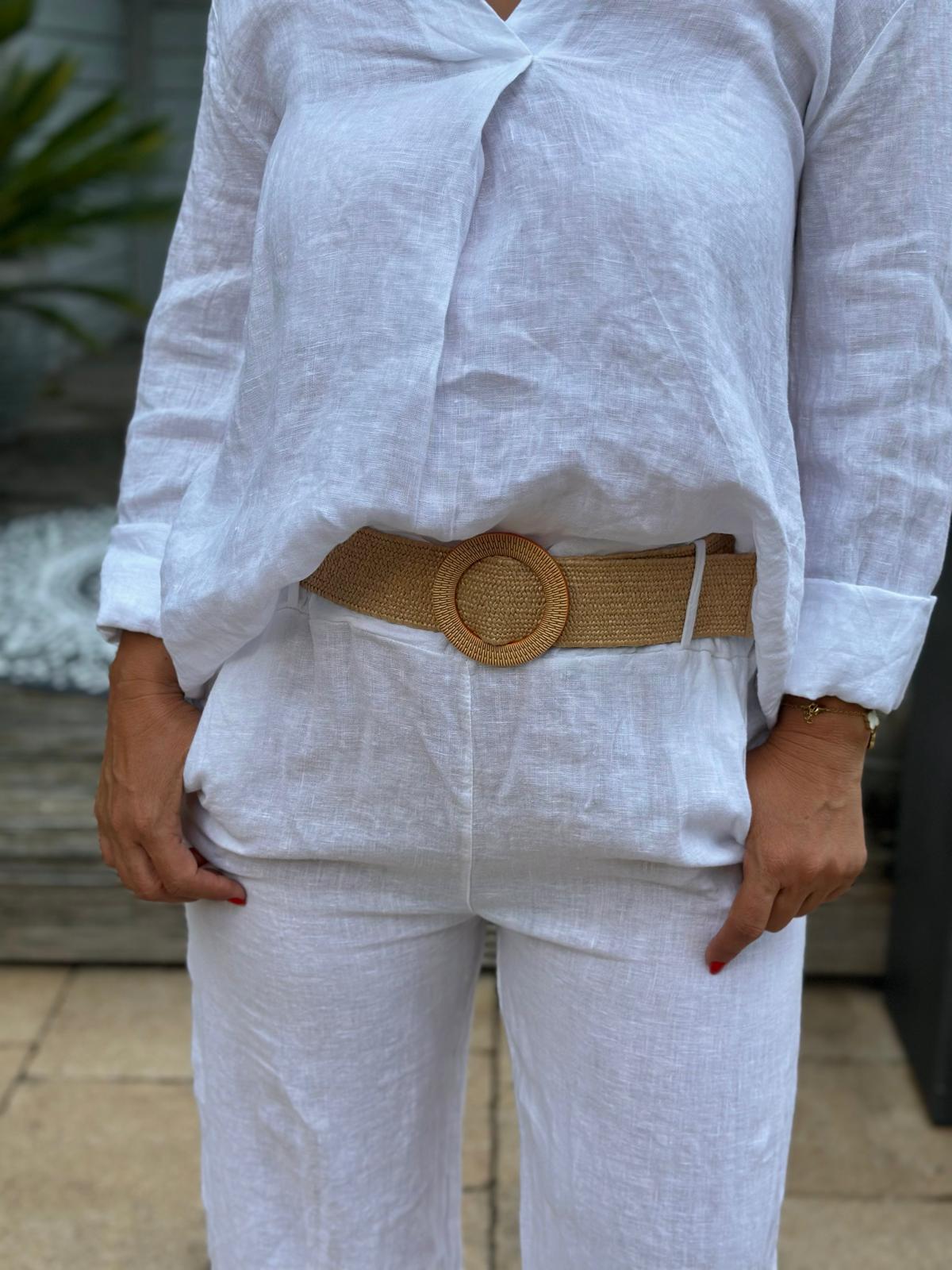 Hose für Leinenkombi in WEISS