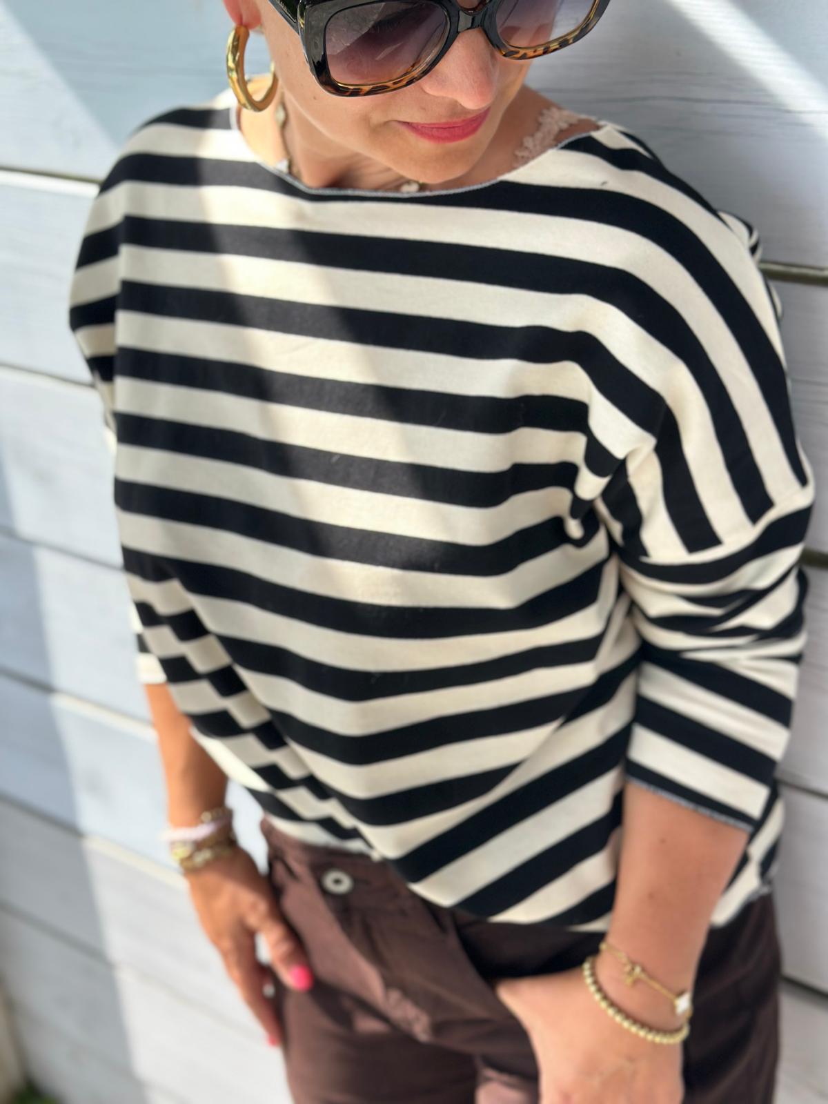 Leichtes Shirt STREIFEN in Schwarz/Weiss