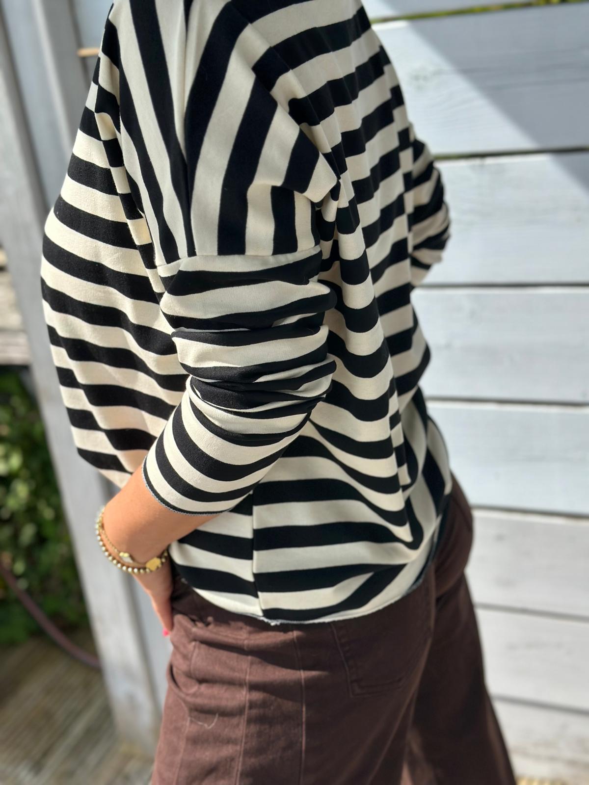 Leichtes Shirt STREIFEN in Schwarz/Weiss