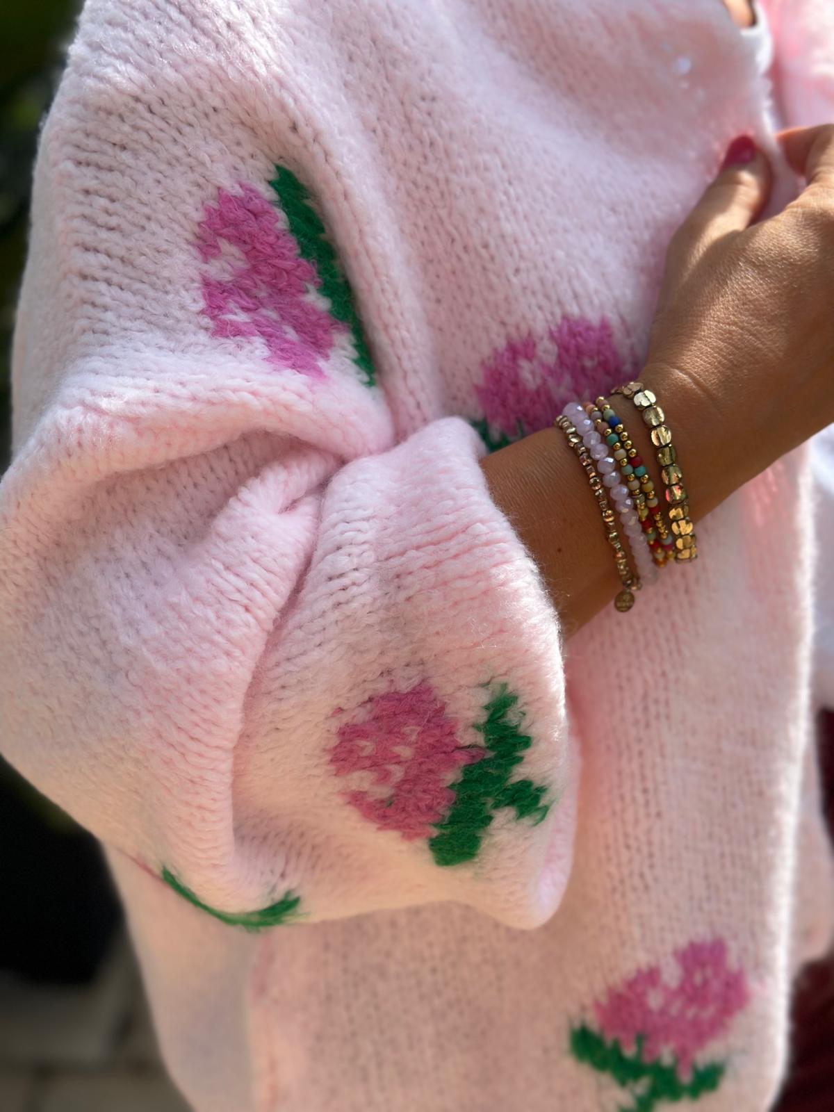 Kuschel Strickjacke ROSES in Rosa