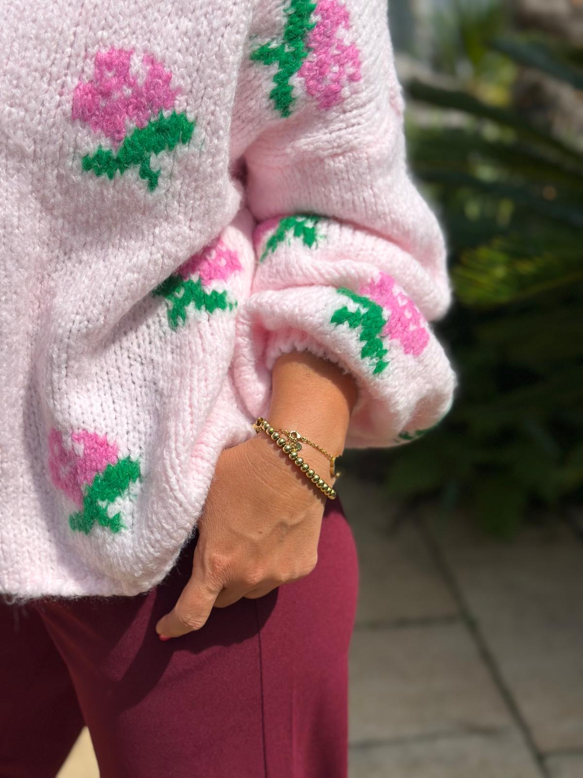 Kuschel Strickjacke ROSES in Rosa