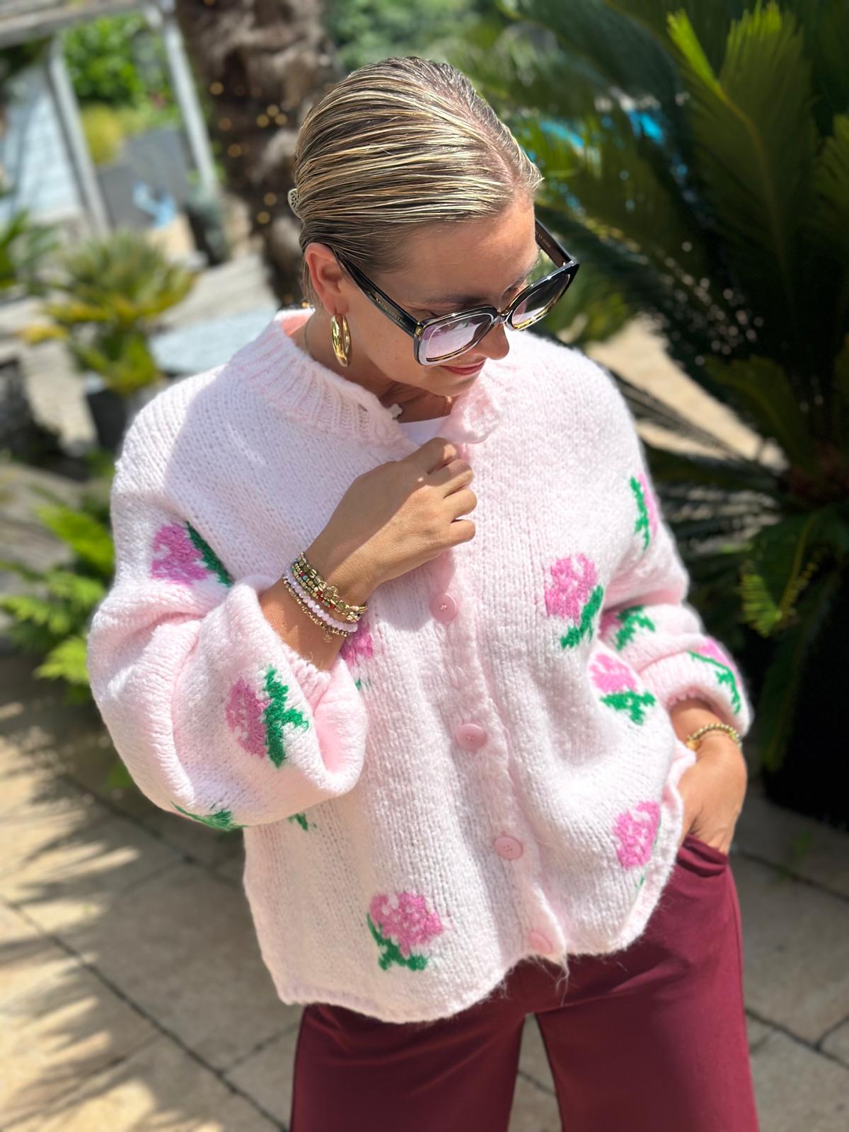 Kuschel Strickjacke ROSES in Rosa