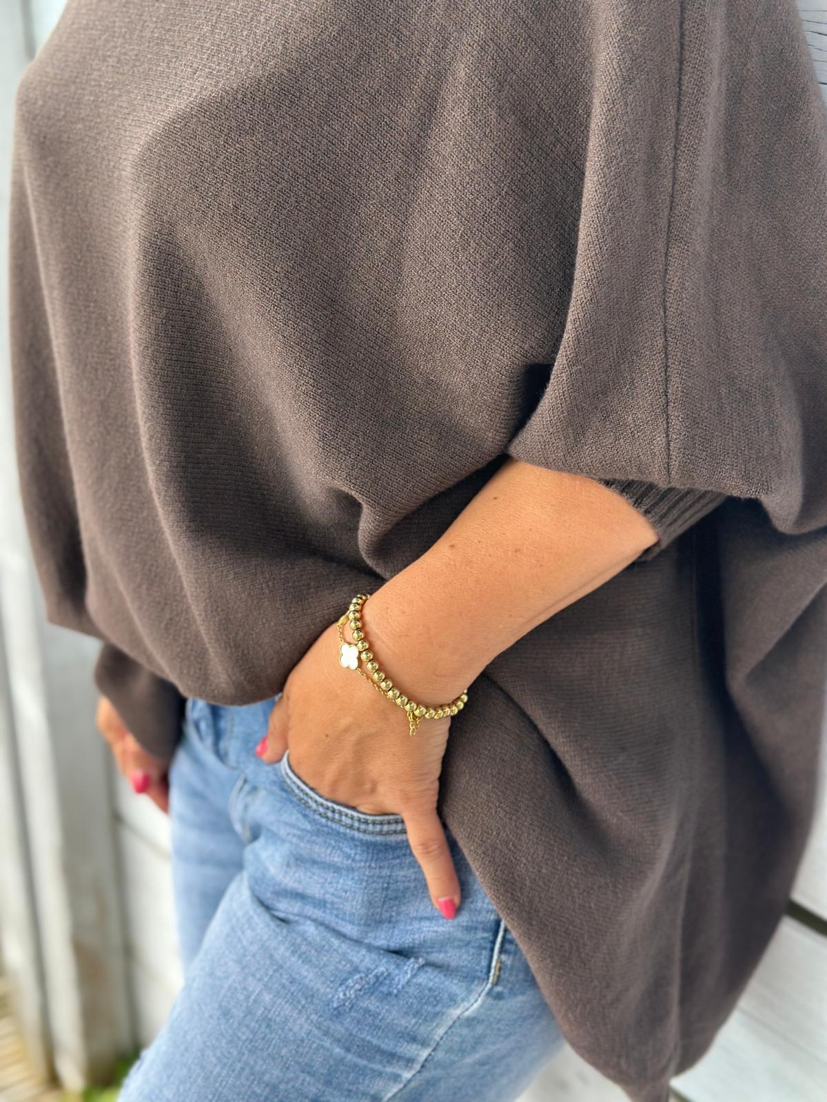 Langer Kuschelpulli in Chocolate