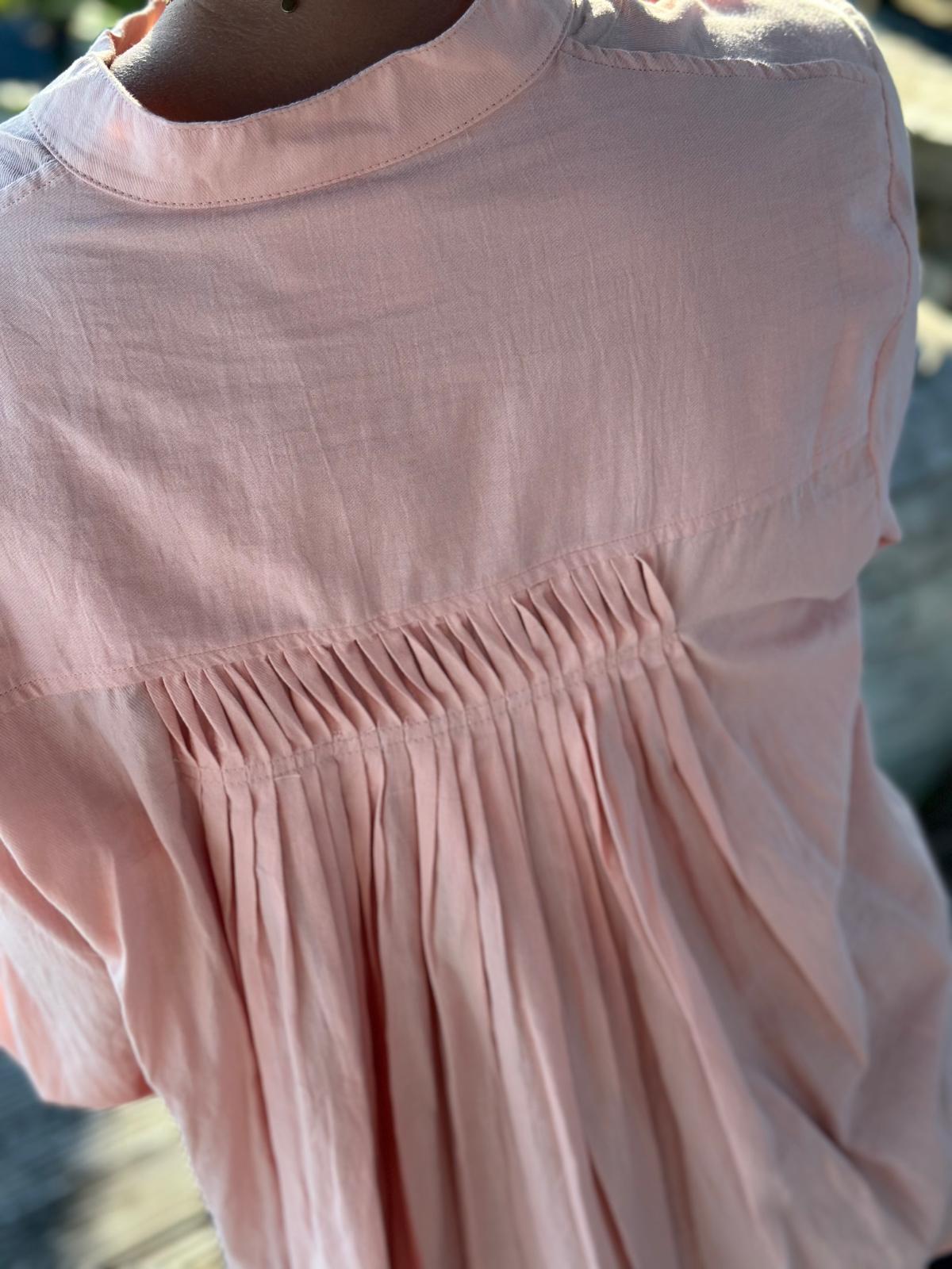 Geraffte Herbst-Bluse in Altrosé