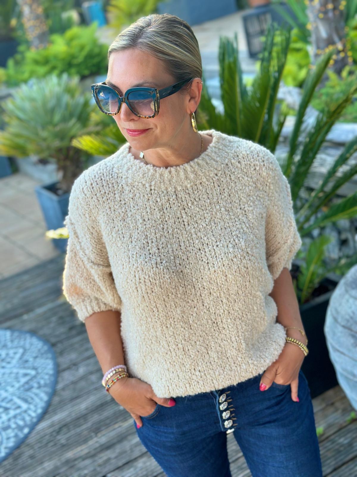 Grobstrick Kuschelpullover in Beige